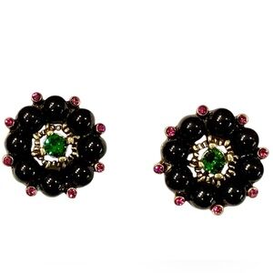 Heidi Daus Boho Western Chic Black & Gold Earrings. NWOT